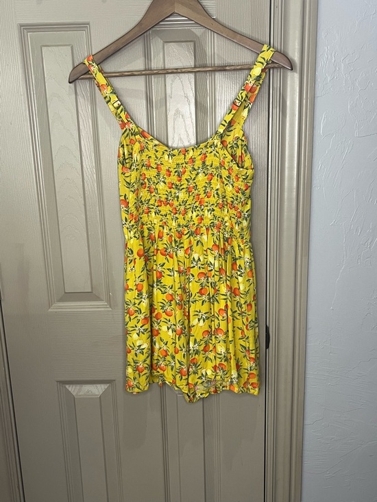 Wild Fable Romper Yellow with Orange Fruit Print, Feminine, Fitted, Cute, Small - Picture 2 of 6